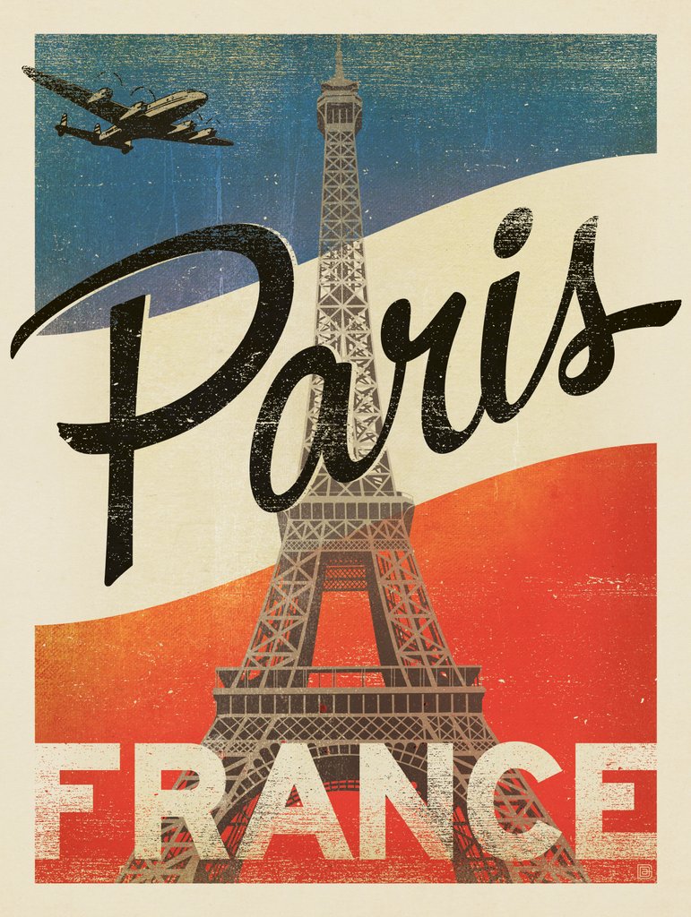 France, Paris: Vintage Print - Canvas - Artwork