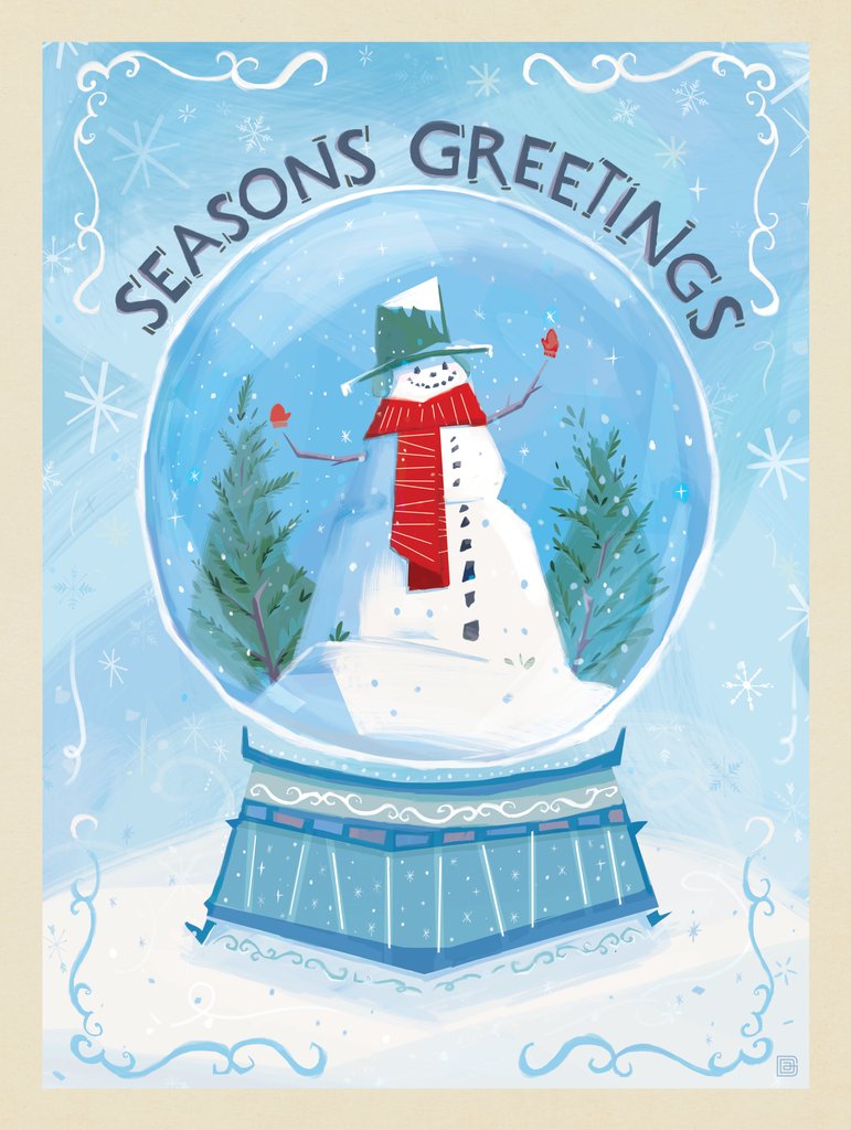 A Greeting Card: Seasons Greetings (Snow Globe) - Notecards - Artwork
