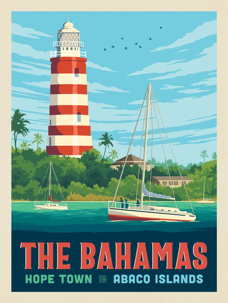 The Bahamas: Hope Town (Abaco Islands) - Art Print - Artwork
