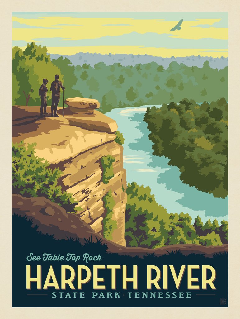 Harpeth River State Park, Tennessee: Table Top Rock - Art Print - Artwork