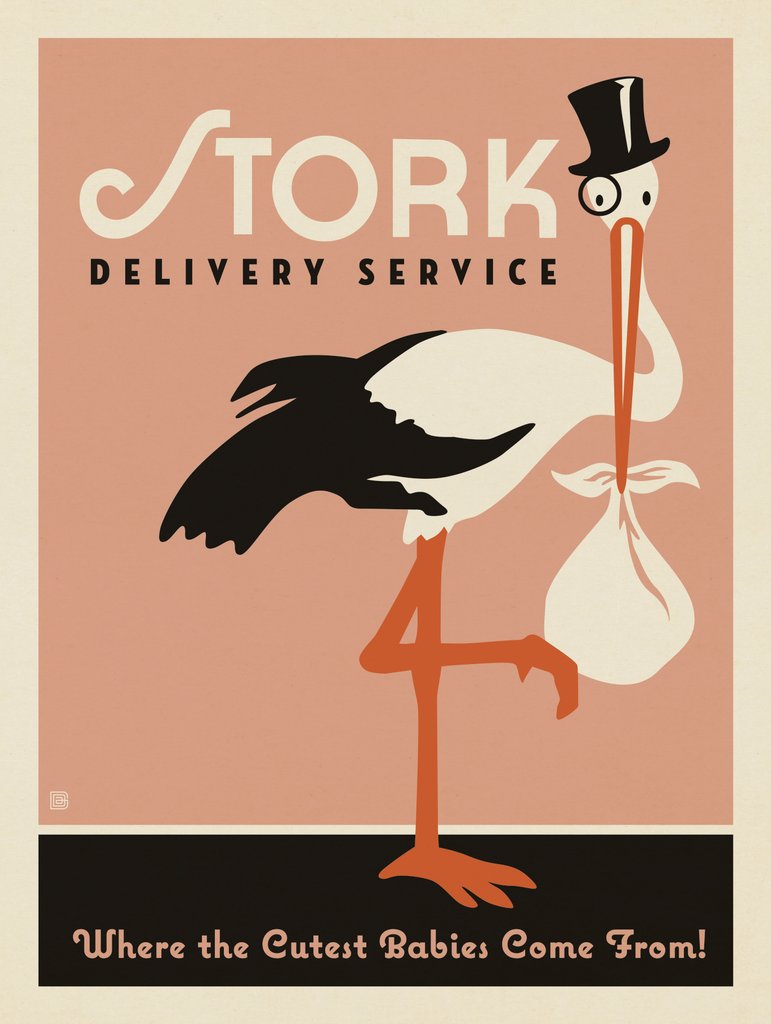 Stork Delivery-Pink - Postcards - Artwork