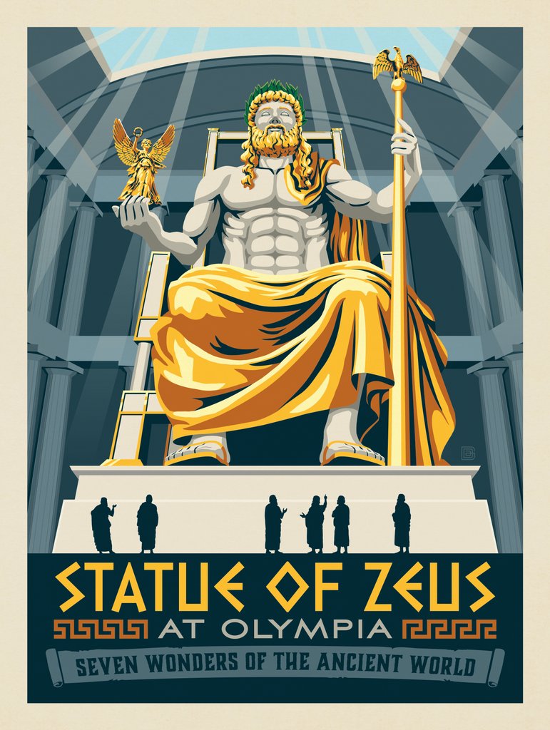 7 Wonders of the Ancient World: The Statue of Zeus at Olympia - Art Print - Artwork