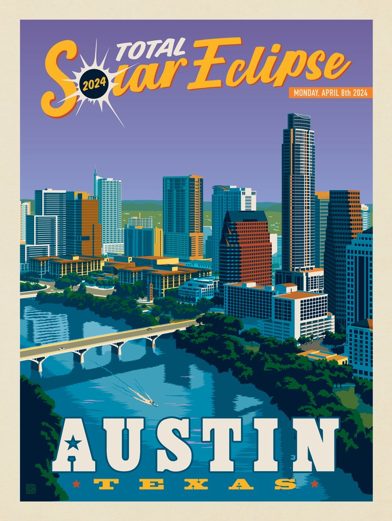 2024 Total Solar Eclipse: Austin, Texas - Notecards - Artwork