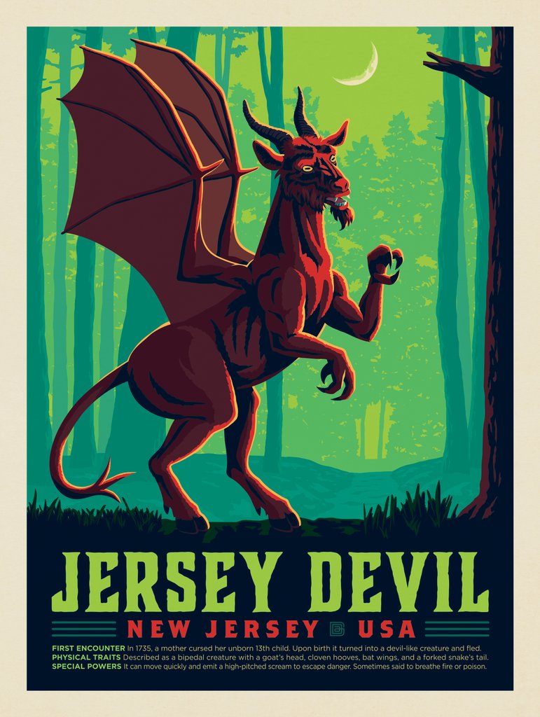 Mythical Creatures: Jersey Devil - Notecards - Artwork