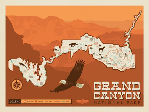 Map of Grand Canyon National Park - Art Print - Artwork