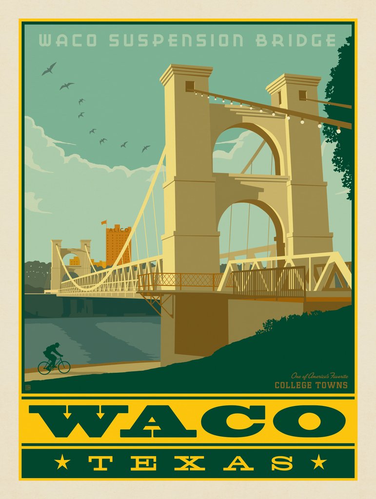 American College Towns: Waco, Texas - Art Print - Artwork