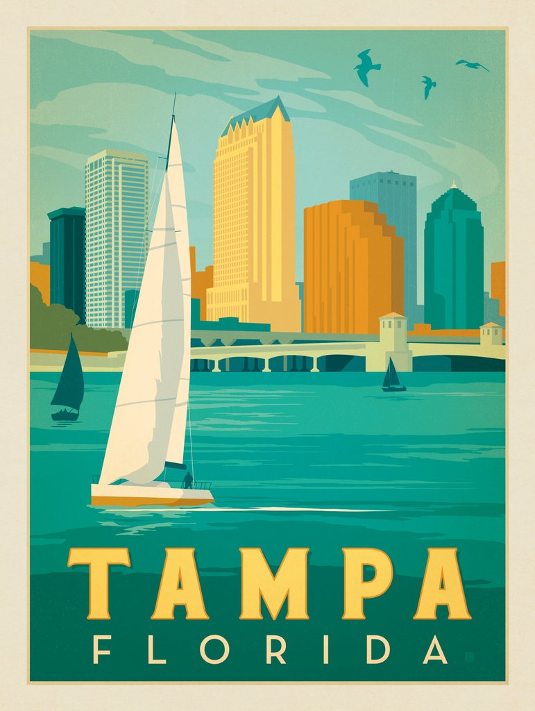Tampa, Florida - Metal Sign - Artwork