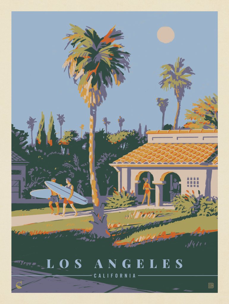 USA-Los Angeles, CA: Surf's Up - Postcards - Artwork