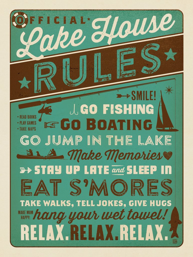 Lake House Rules - Canvas - Artwork