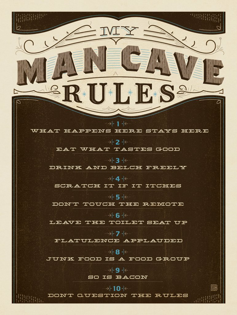 Man Cave Rules - Notecards - Artwork