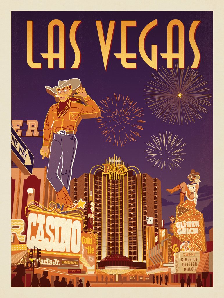 Las Vegas: Viva Vintage Vegas - Metal Sign - Artwork