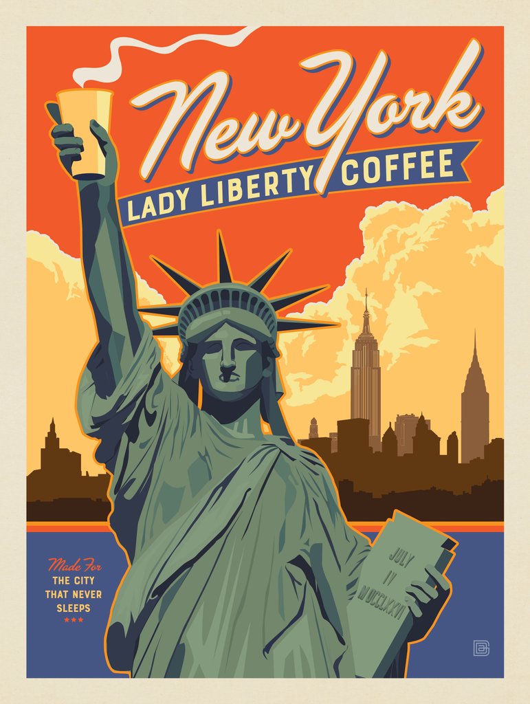 New York: Lady Liberty Coffee - Canvas - Artwork