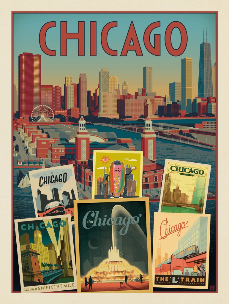 Chicago: Multi-Image Collage Print - Notecards - Artwork