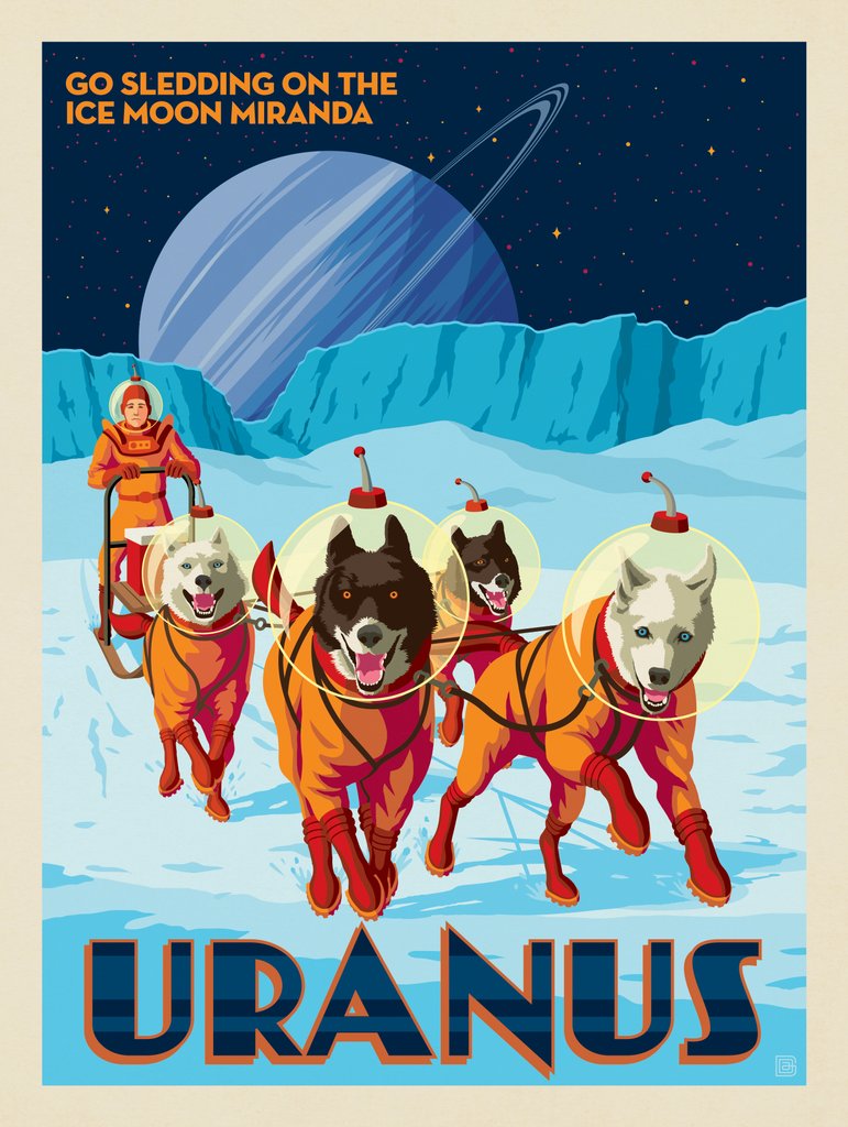 Uranus: Dog Sledding On The Ice Moon Miranda - Canvas - Artwork