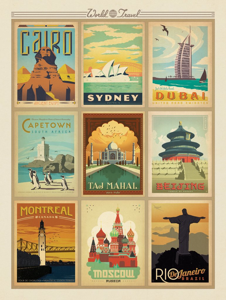 World Travel Multi-Image Print 2 - Postcards - Artwork