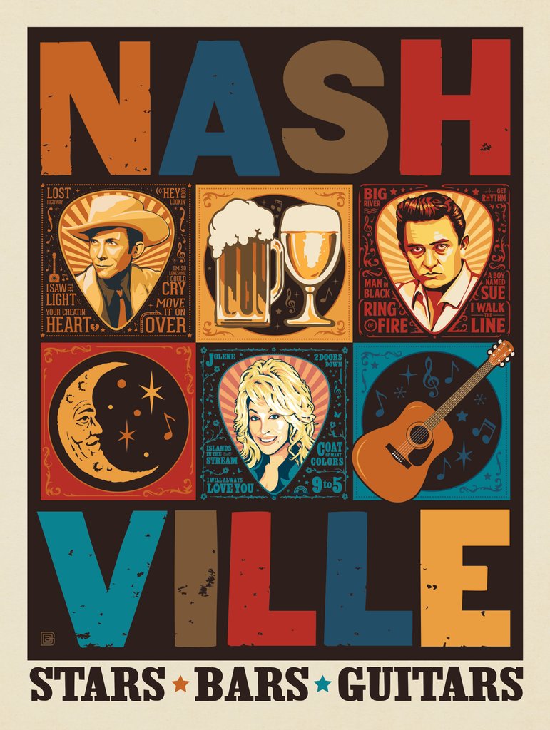 Nashville: City Of Stars, Bars, & Guitars - Art Print - Artwork
