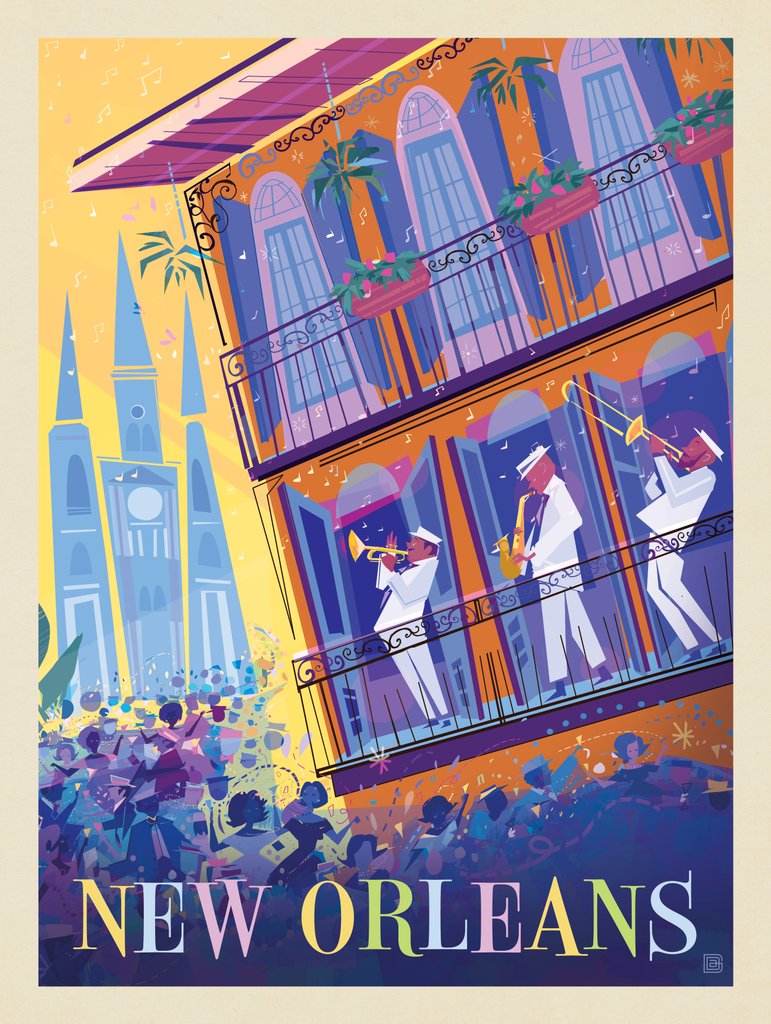 New Orleans: Dancing In The Street (Mod Design) - Metal Sign - Artwork