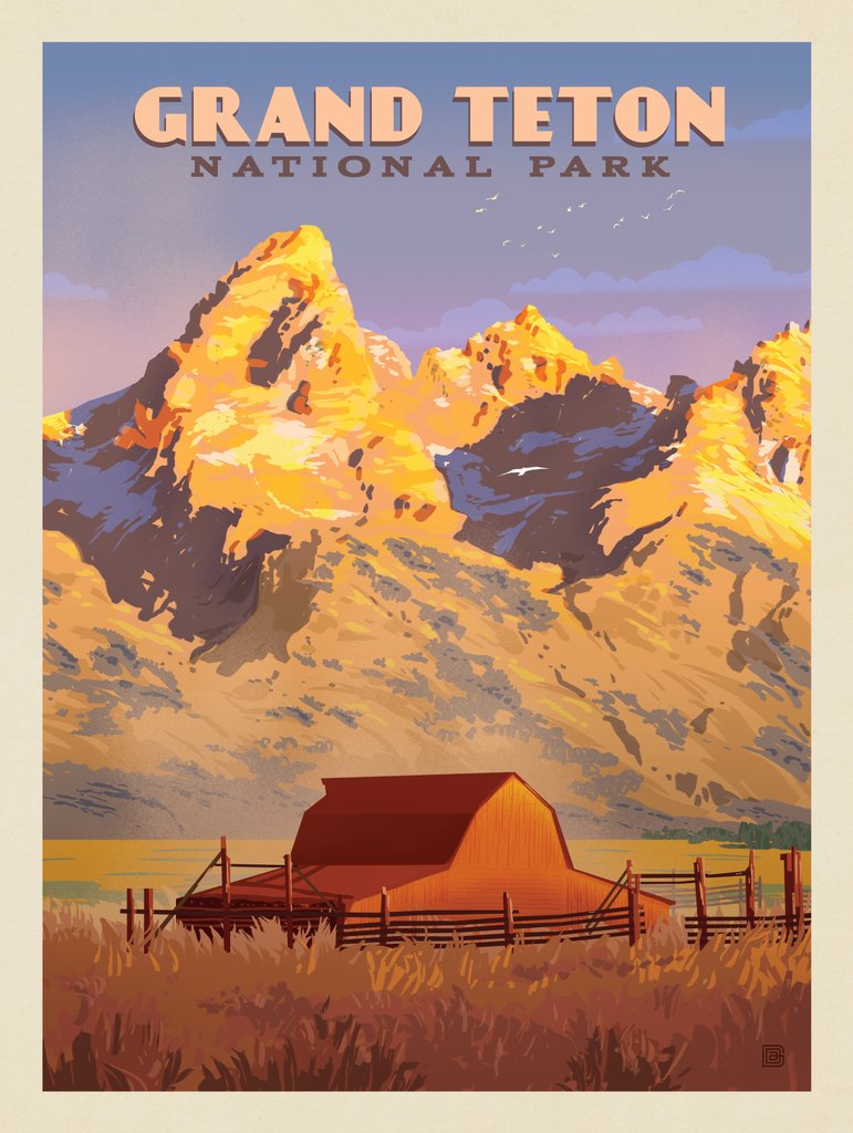 Grand Teton National Park: Barn - Notecards - Artwork
