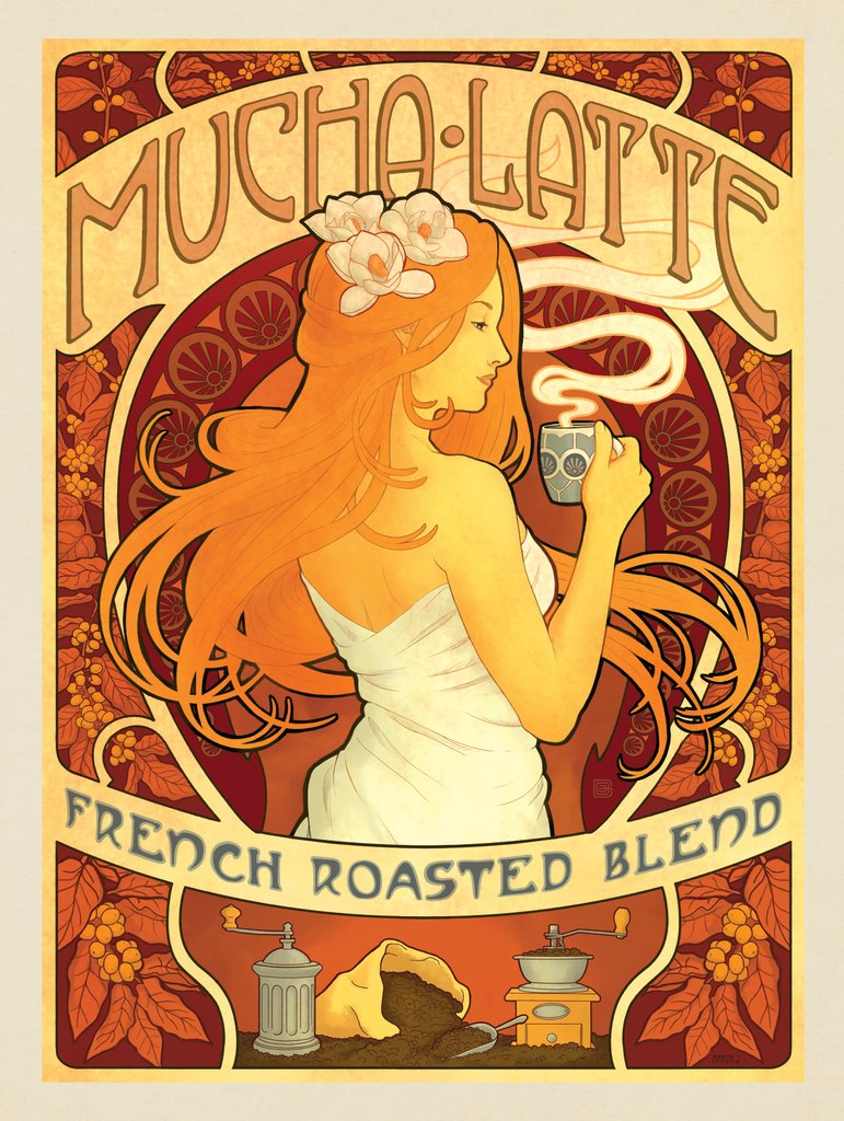 Mucha Latte - Metal Sign - Artwork