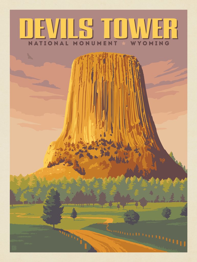Devils Tower, WY: Dusk - Canvas - Artwork
