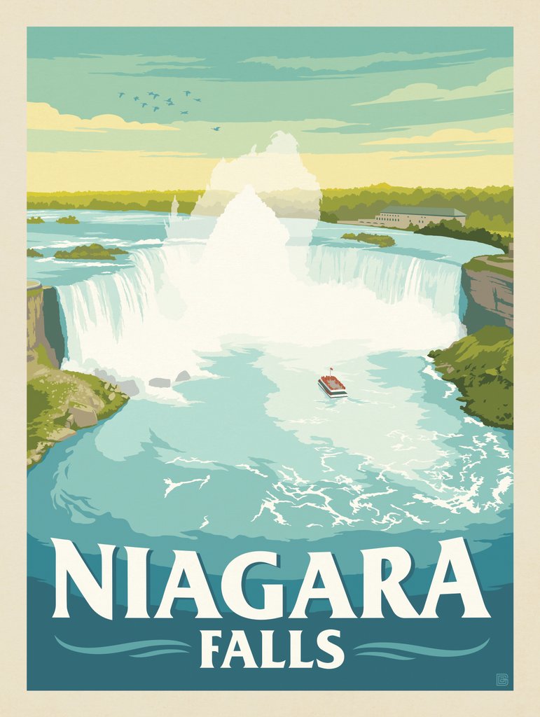 Canada: Niagara Falls (Aerial View) - Metal Sign - Artwork