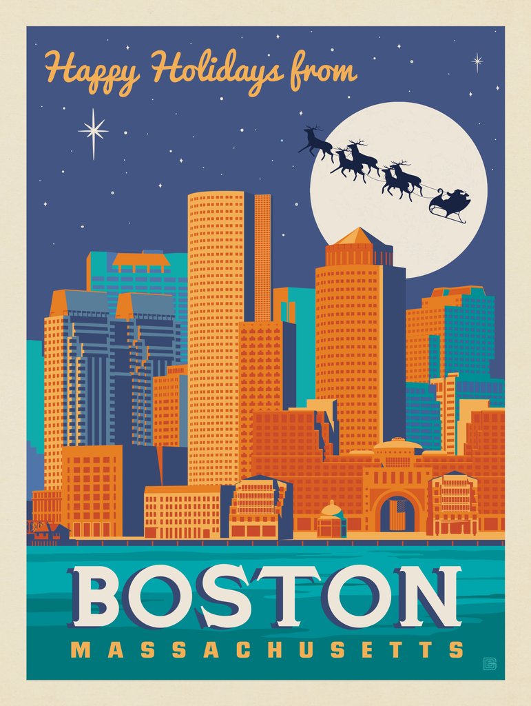 Happy Holidays From Boston! - Notecards - Artwork