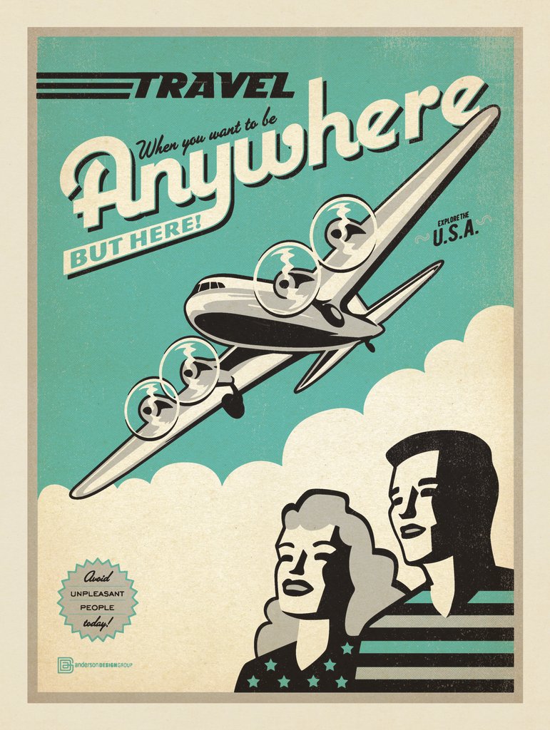 Travel by Plane - Notecards - Artwork