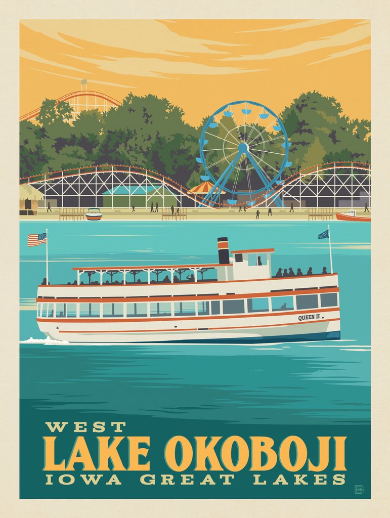 West Lake Okoboji, Iowa - Metal Sign - Artwork
