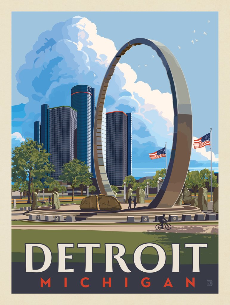 Detroit, Michigan: Michigan Labor Legacy Monument - Canvas - Artwork