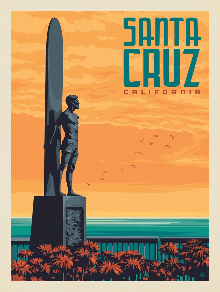 Santa Cruz, CA: World Surfing Reserve - Metal Sign - Artwork