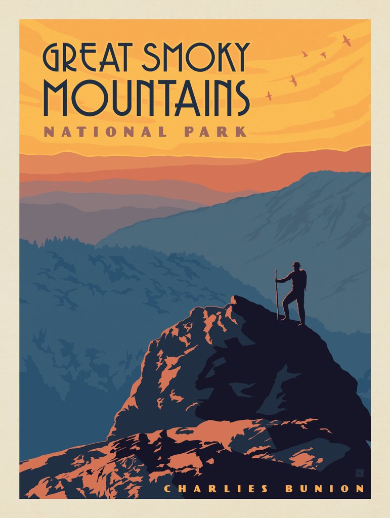 Great Smoky Mountains National Park: Charlies Bunion - Canvas - Artwork