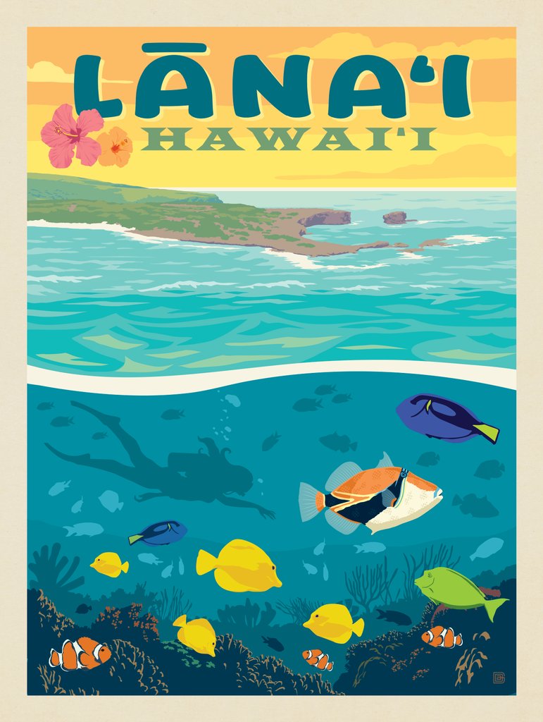 Hawaii: Lānaʻi (Tropical Fish) - Postcards - Artwork