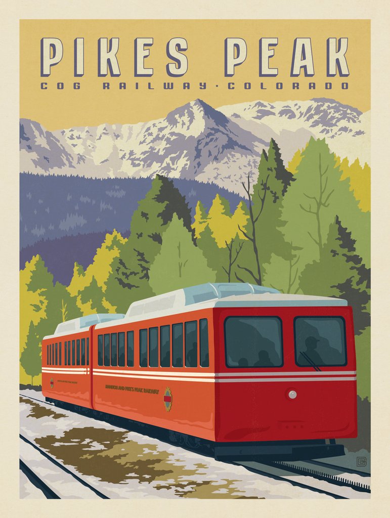 Pikes Peak, CO: Cog Railway - Notecards - Artwork