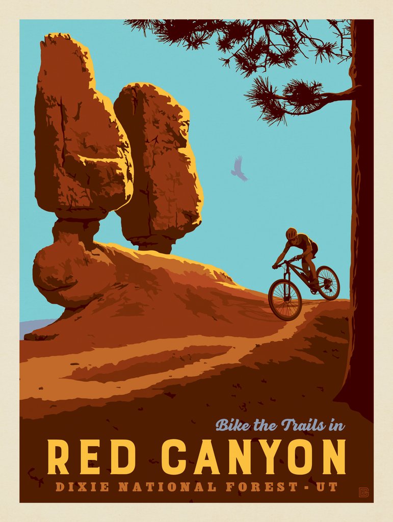 Red Canyon, Utah: Mountain Biking - Metal Sign - Artwork