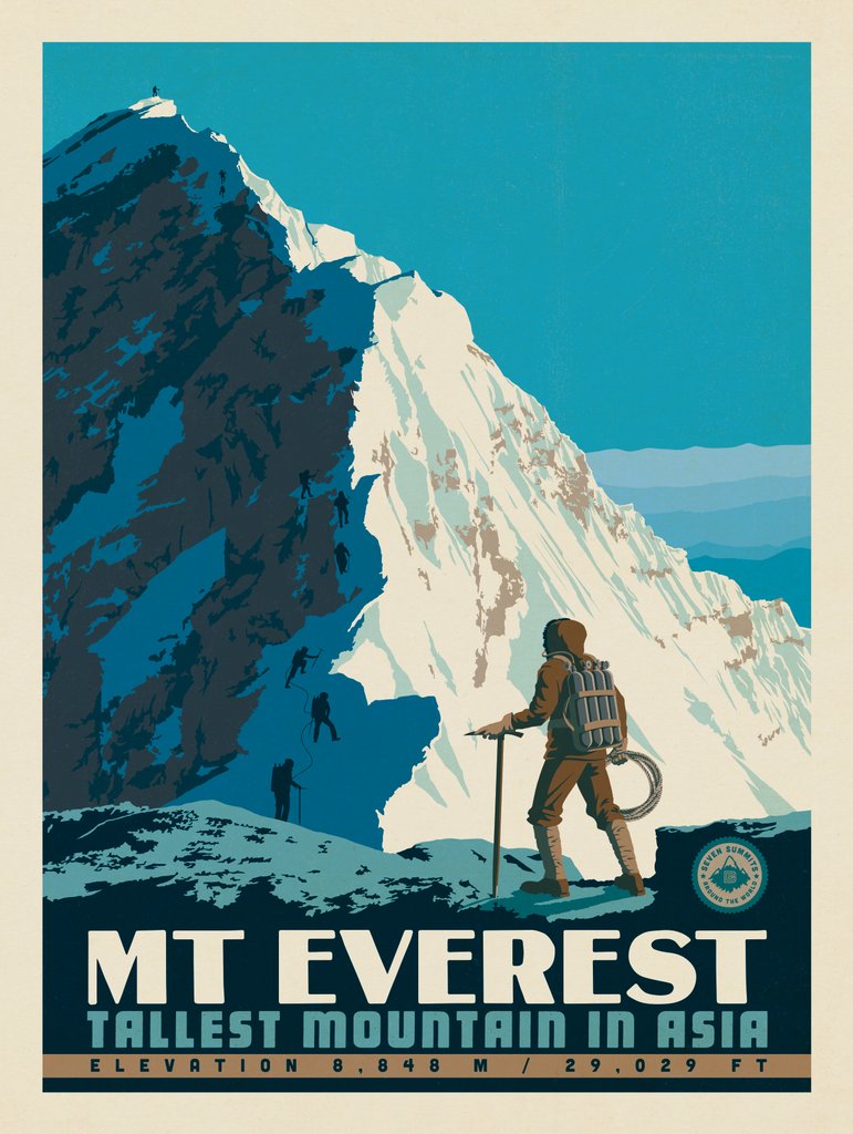 7 Summits: Mt. Everest-Tallest Mountain in Asia - Art Print - Artwork