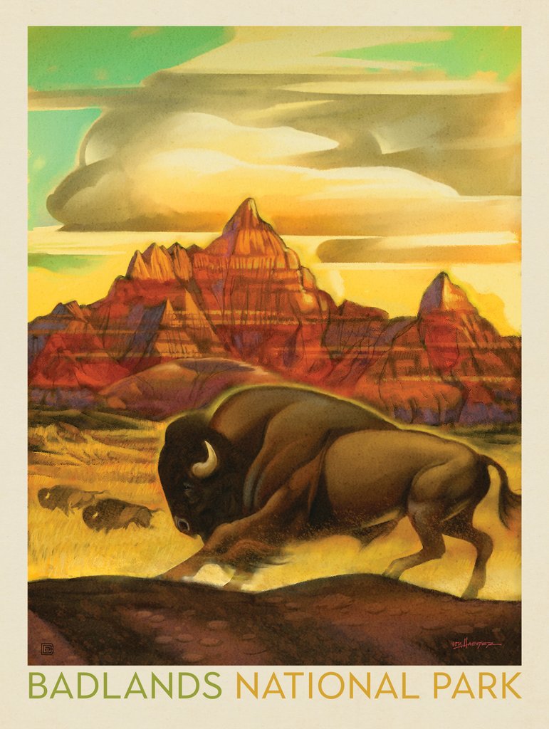 Badlands National Park: Rumbling Herd - Art Print - Artwork