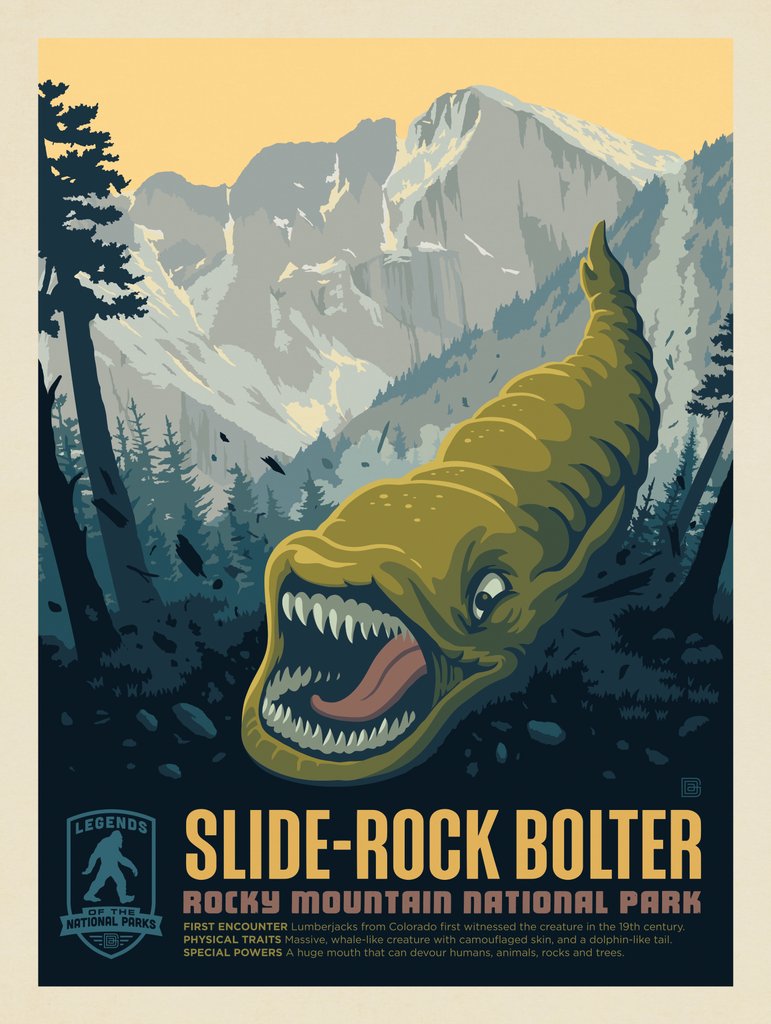 Legends Of The National Parks: Rocky Mountain's Slide Rock Bolter - Notecards - Artwork