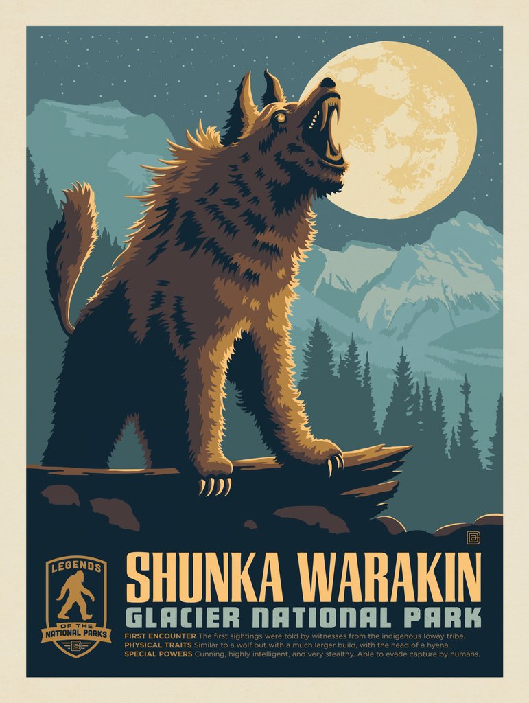 Legends Of The National Parks: Glacier's Shunka Warakin - Art Print - Artwork