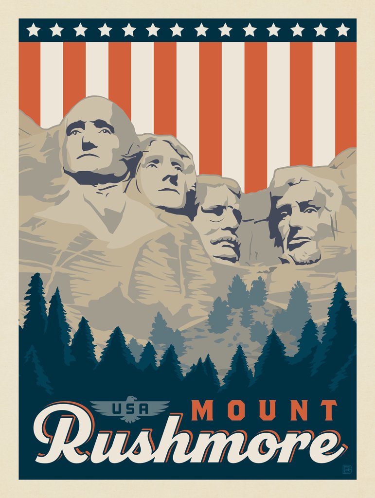 Mt Rushmore National Memorial: Patriotic Print - Art Print - Artwork