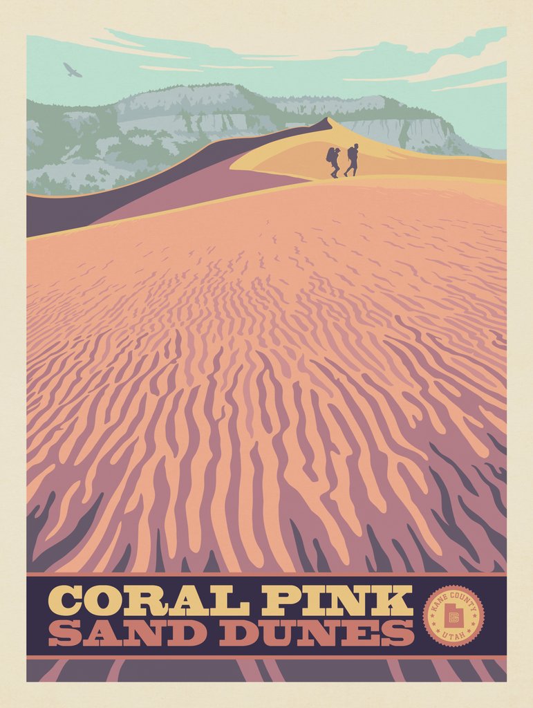 Kane County, UT: Coral Pink Sand Dunes State Park - Postcards - Artwork