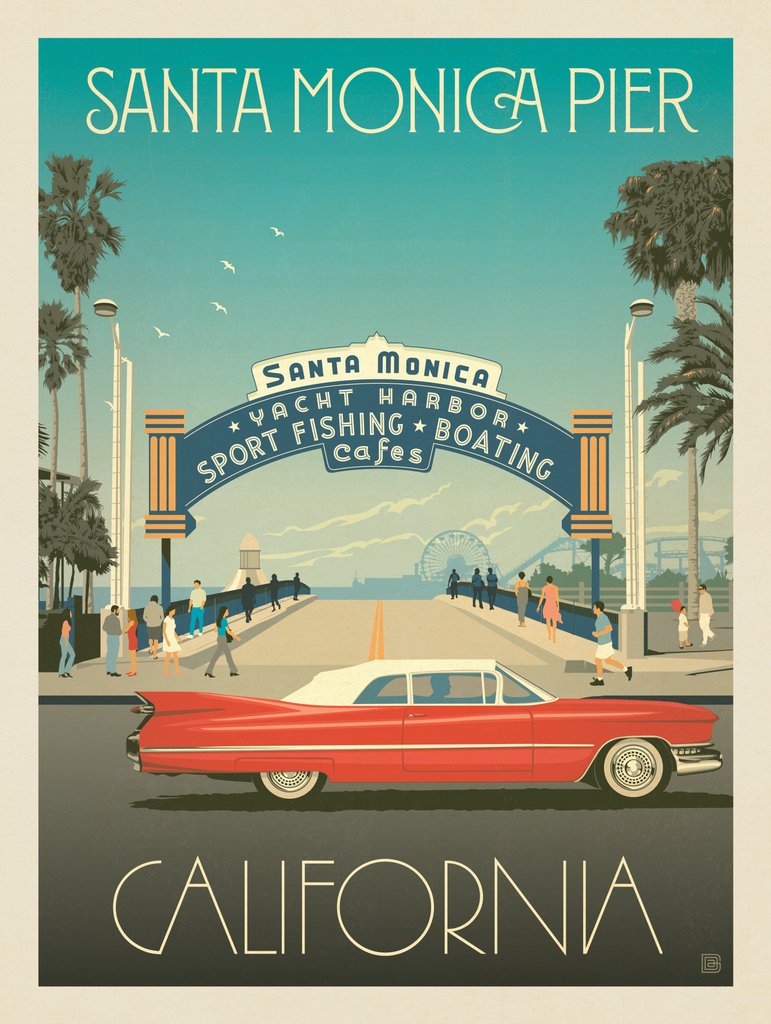 Santa Monica Pier: Classic Sign - Notecards - Artwork