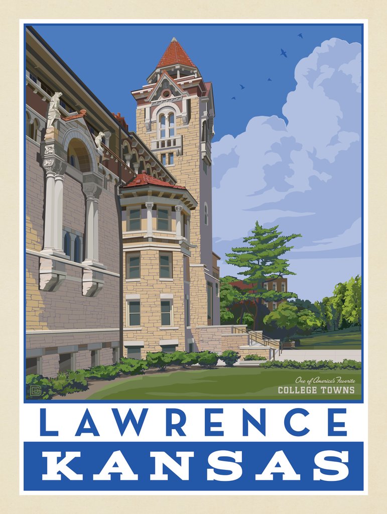 American College Towns: Lawrence, Kansas - Art Print - Artwork
