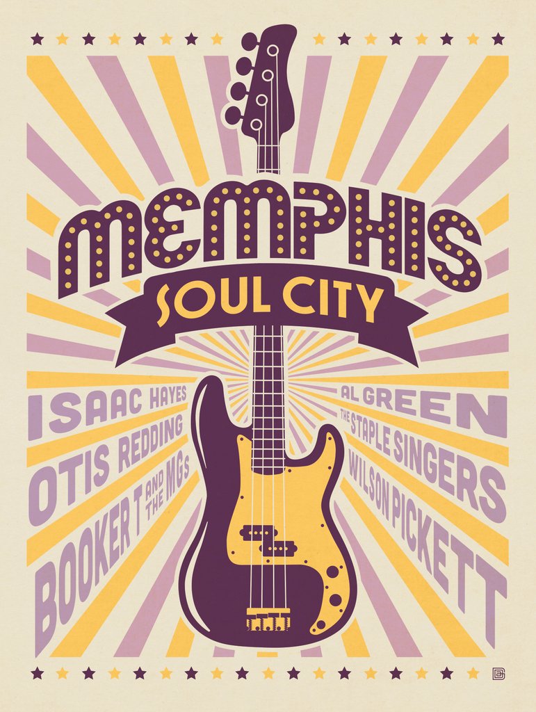 Memphis, TN: Guitar Series (Soul) - Metal Sign - Artwork