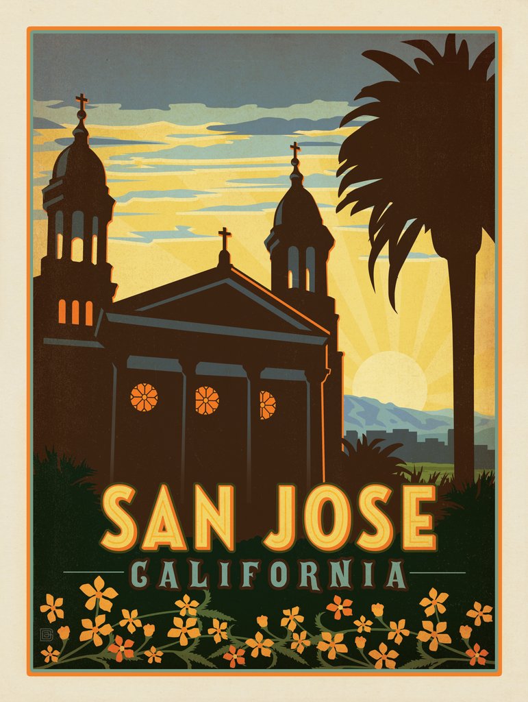 San Jose, CA - Metal Sign - Artwork
