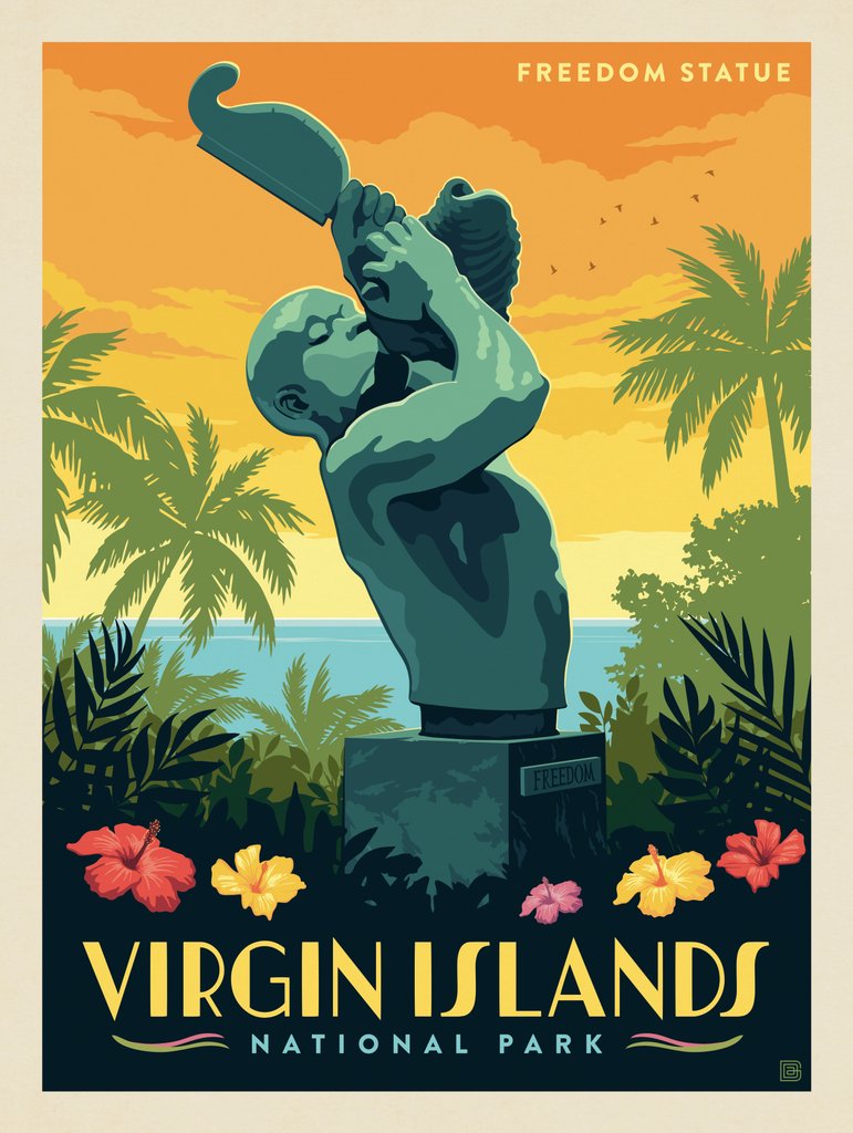 Virgin Islands National Park: Freedom Statue - Notecards - Artwork