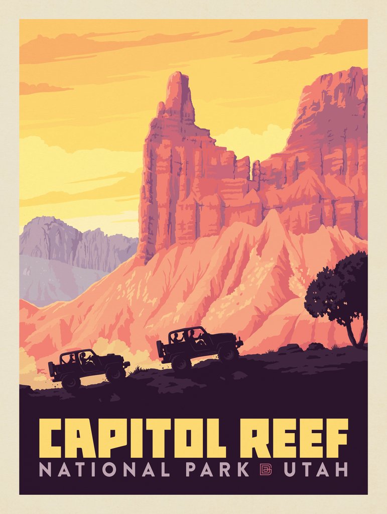 Capitol Reef National Park: 4-Wheeling - Notecards - Artwork
