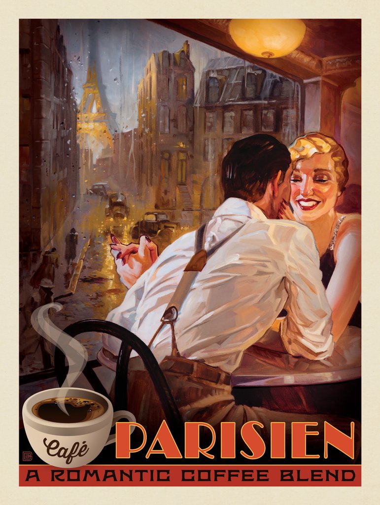 Café Parisien: by Kai Carpenter - Postcards - Artwork
