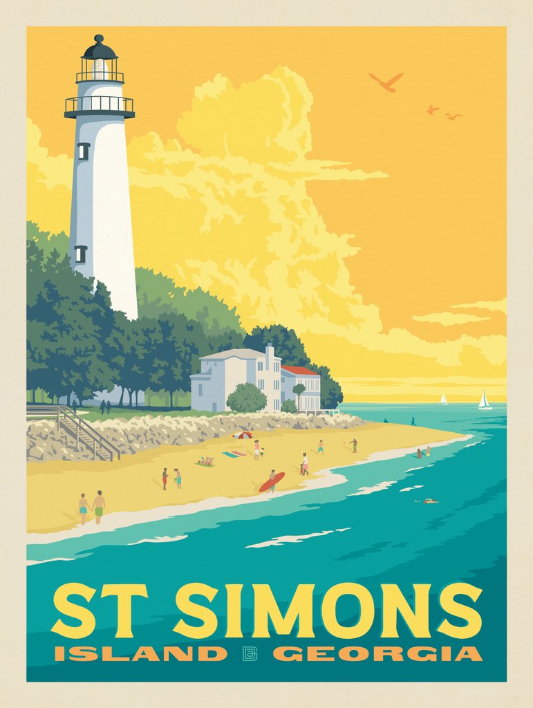 Saint Simons Island, GA - Metal Sign - Artwork
