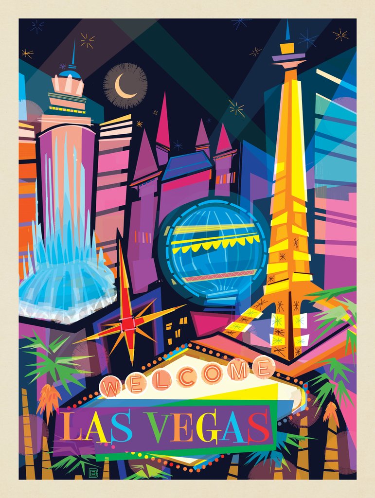Las Vegas Neon (Mod Design) - Notecards - Artwork