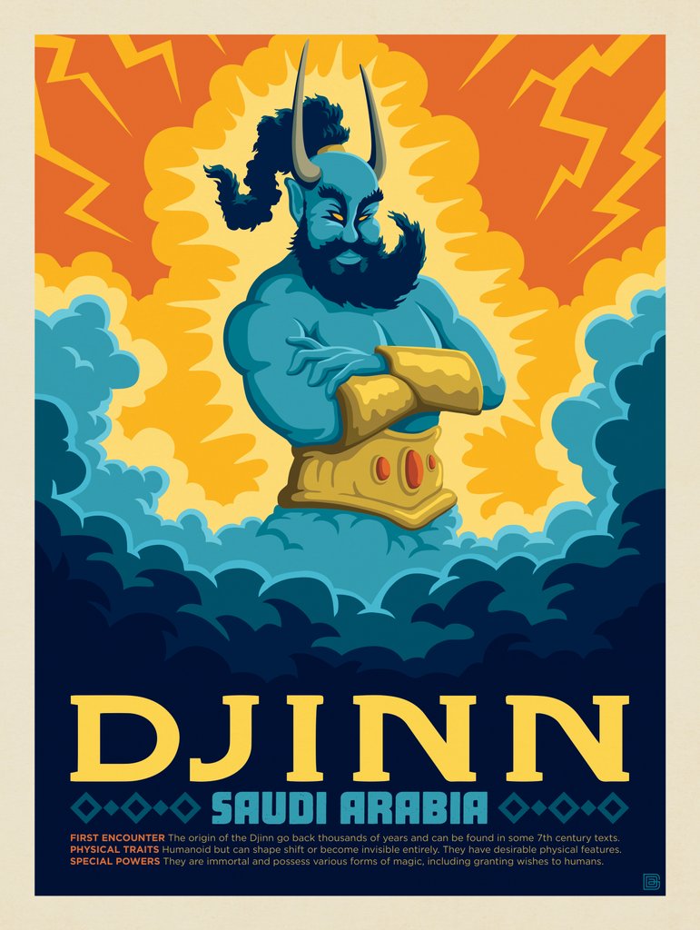 Mythical Creatures: Djinn (Saudi Arabia) - Postcards - Artwork
